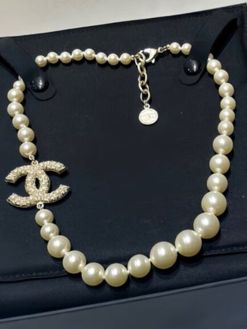 CHANEL Pearl Necklace with Gold and Silver Accents